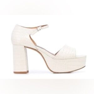 PATTON CROCODILE-EFFECT LEATHER PLATFORM SANDALS IN NEUTRALS